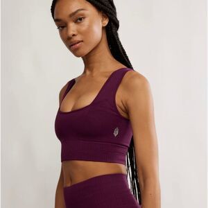 Free People Movement Square Neck Good Karma Sports Bra Athletic Sz M/L Burgundy